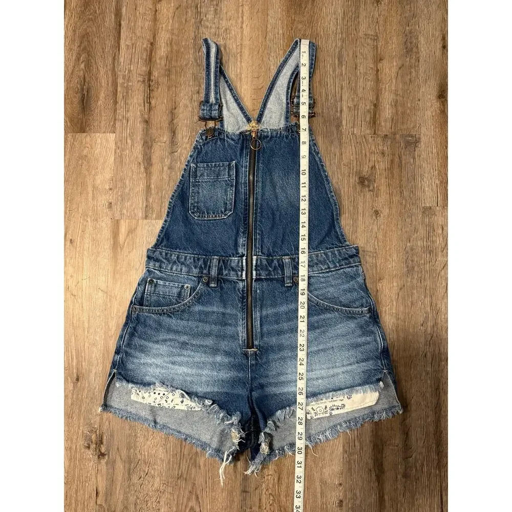Free People Women's Sunkissed Denim Short Overalls Size 6